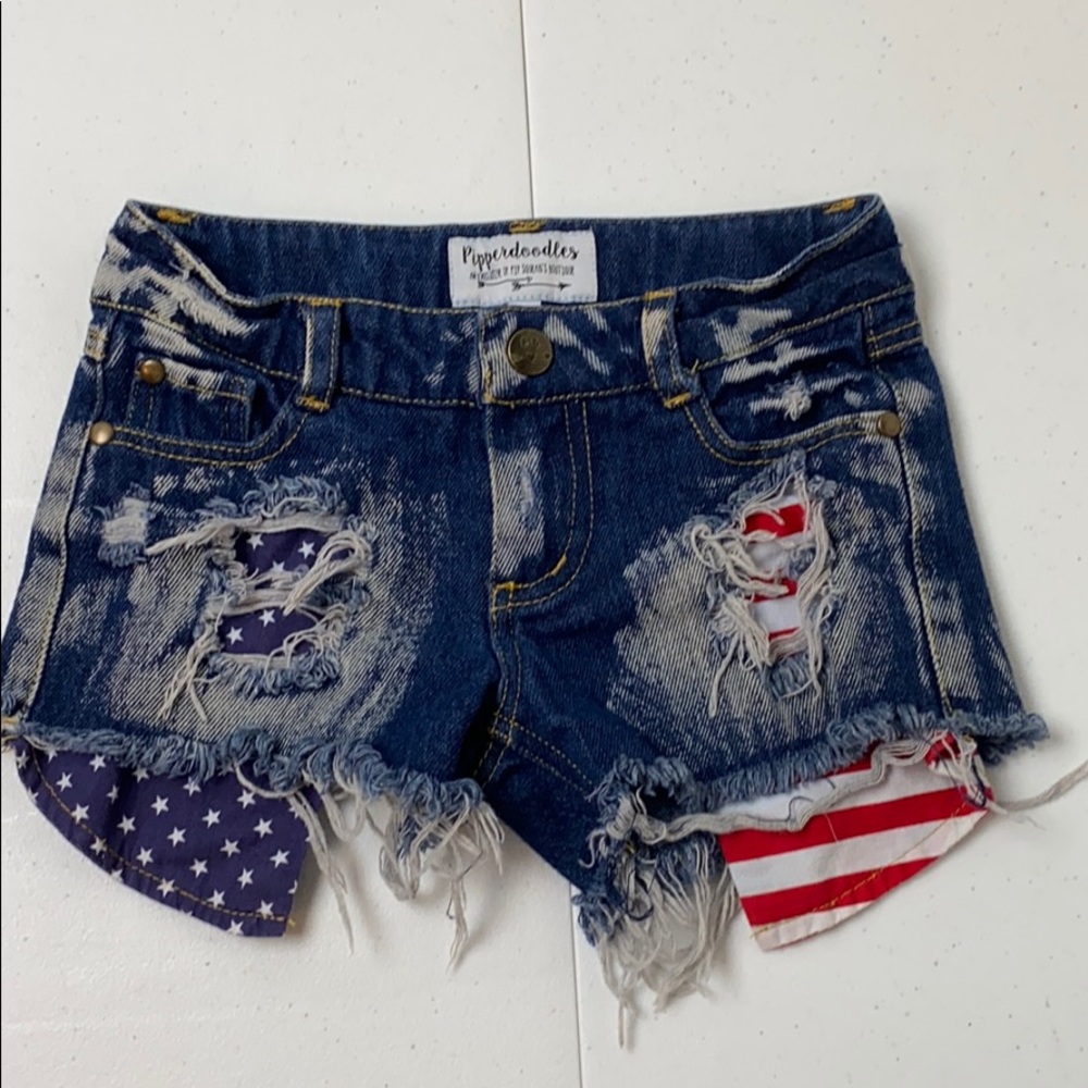 Pipperdoodles Distressed American Flag Shorts 3A